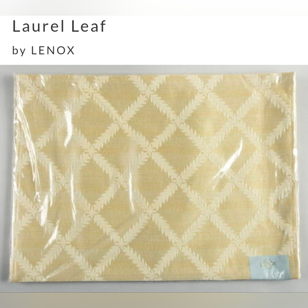 Set Of 4 Cream Patterned Elegant Lenox Laurel Leaf Placemats & Matching Napkins - Picture 5 of 16